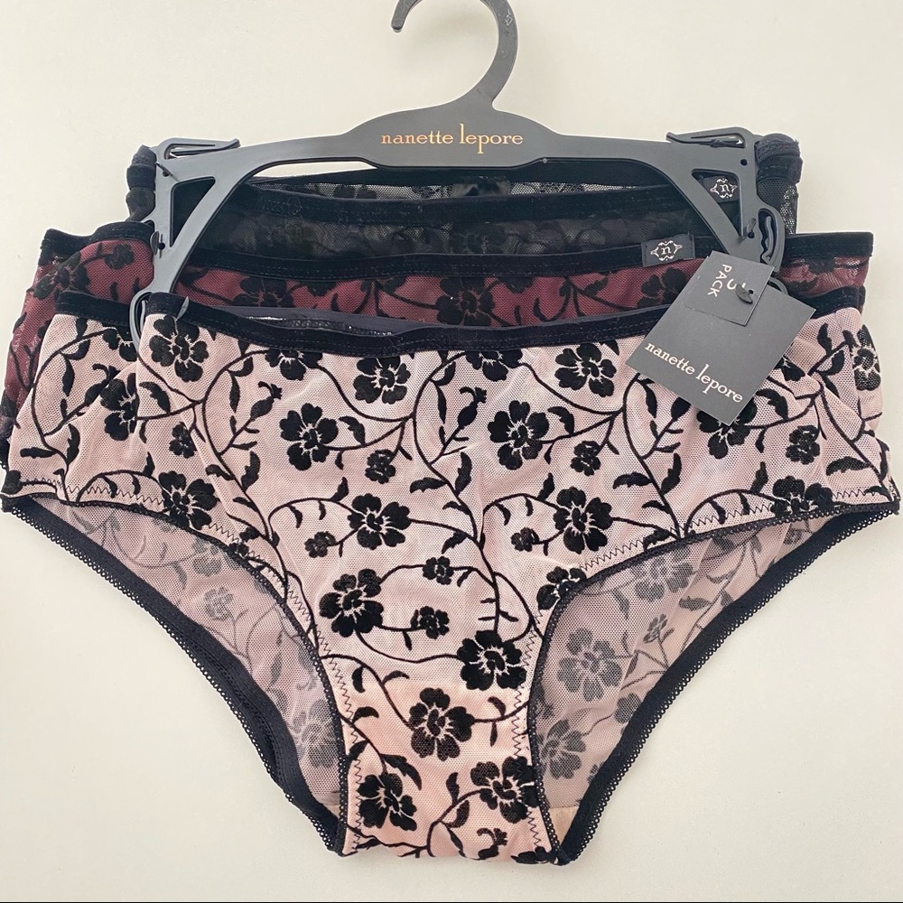 Nanette Lepore Black and Pink Floral Panties